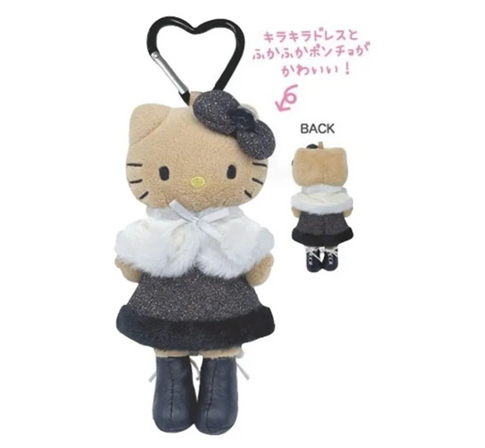 Hello Kitty 復刻版長腿公仔掛飾 披肩黑裙黑皮冬裝貴婦