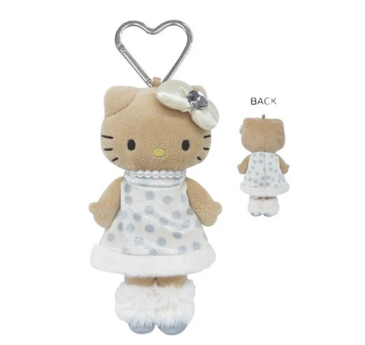 Hello Kitty 復刻版長腿公仔掛飾 白裙黑皮冬裝貴婦