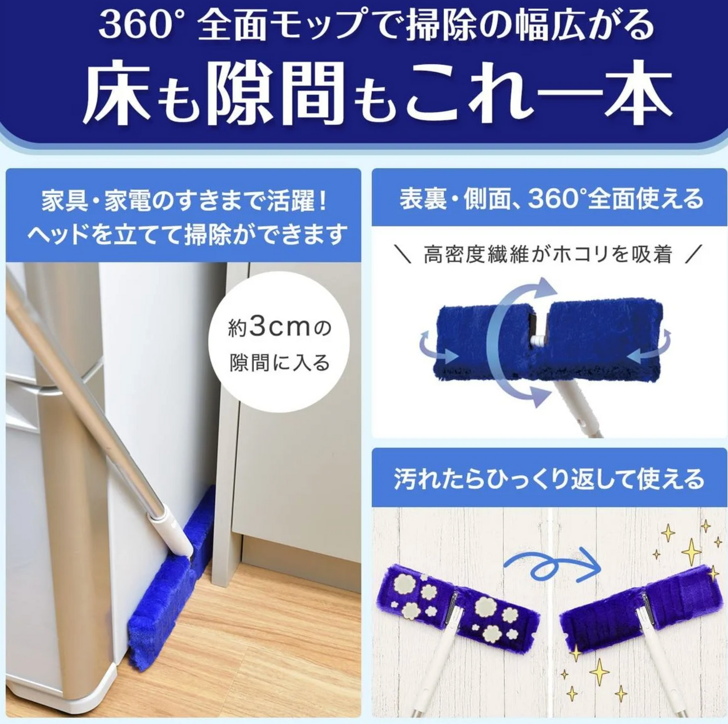 日本 LEC激落君 可重複使用地板除塵拖把附收納盒