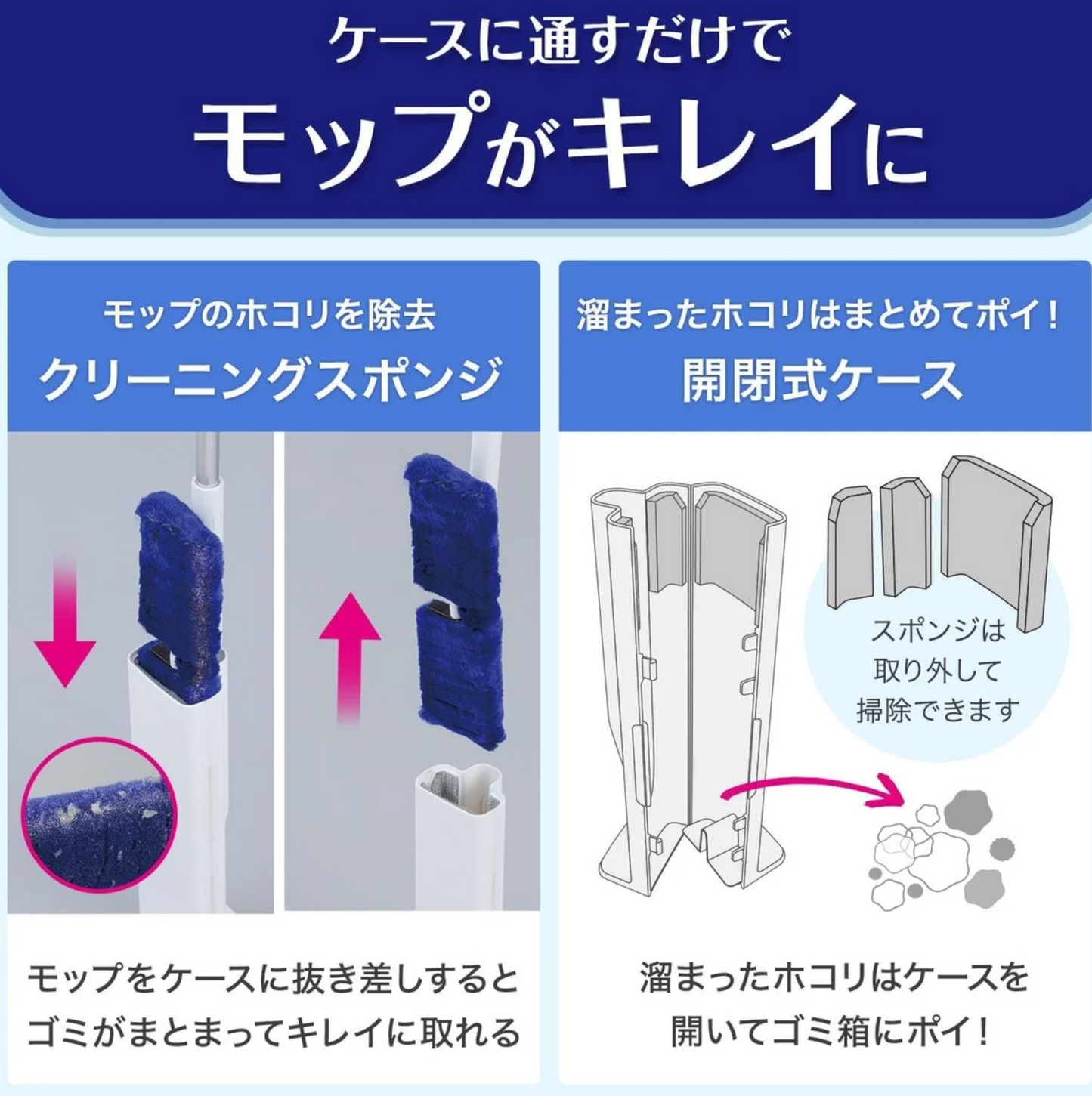 日本 LEC激落君 可重複使用地板除塵拖把附收納盒
