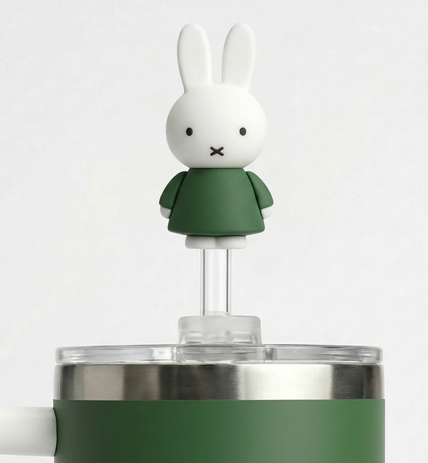 Miffy 韓國限定超大容量不鏽鋼保溫保冷隨行杯套裝 連立體飲管帽&迷你杯造型鎖匙扣(綠色)