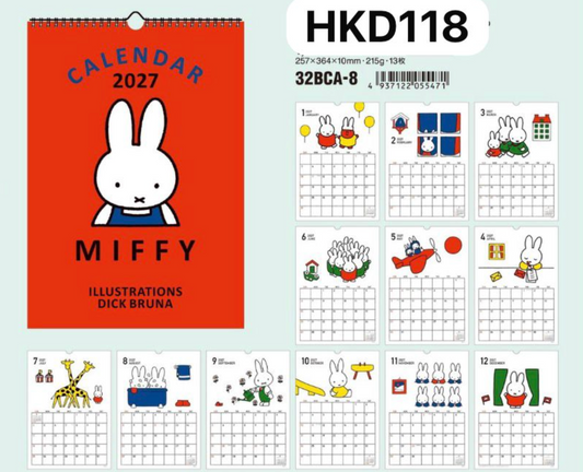 (10月到貨)2027 Miffy 經典大頭紅底掛牆月曆 (32BCA-8)