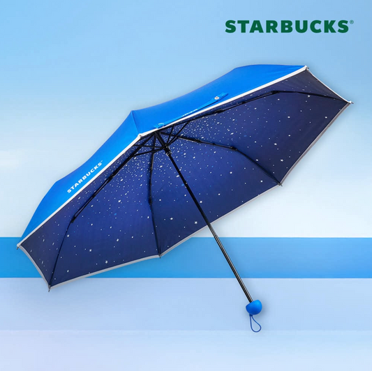 韓國Starbucks限定 夏季海洋系列 藍色星空54cm3段式防曬縮骨遮