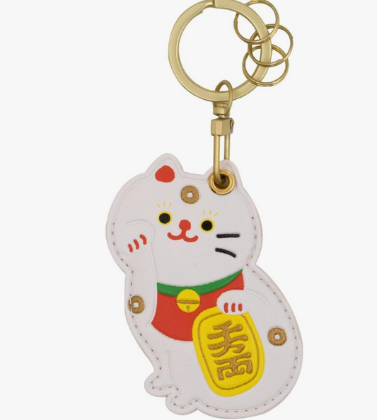 千萬兩招財貓皮革鎖匙扣