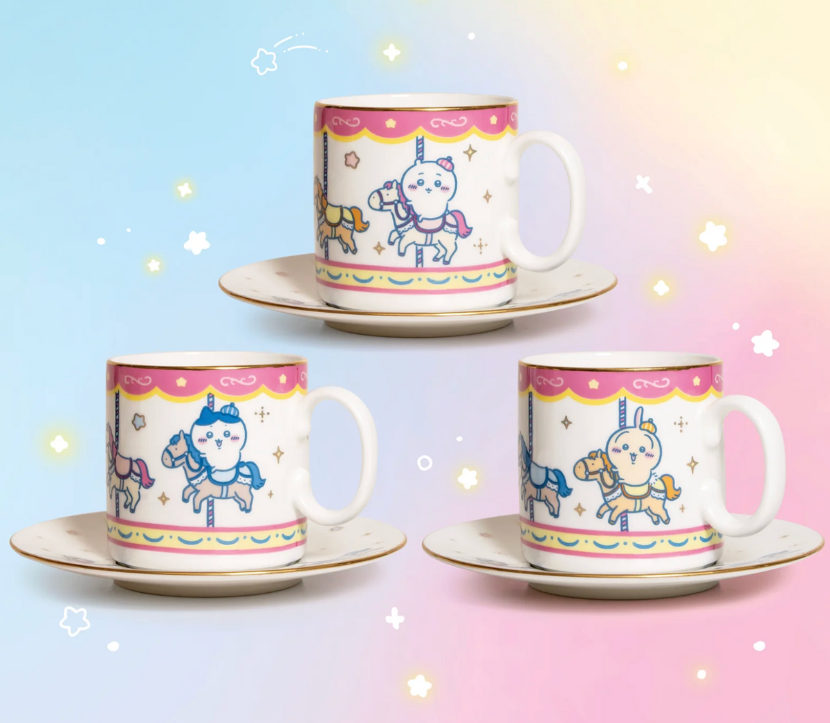 Chiikawa Artiverse 香港限定迴旋木馬系列 陶瓷杯碟套裝(3套)