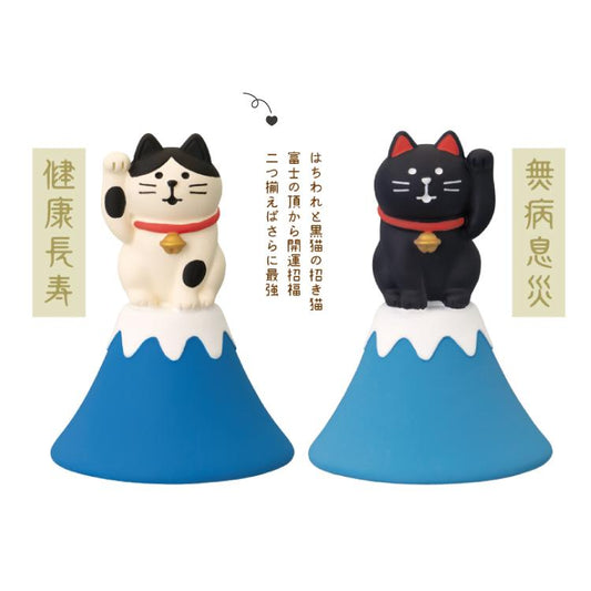 貓貓馬年擺設 招財貓富士山