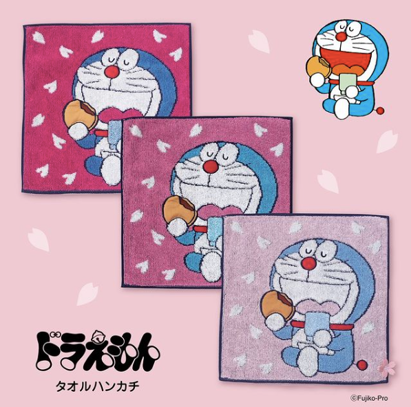 川辺 多啦A夢櫻花漫畫風刺繡毛巾