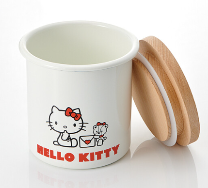 Skater Hello Kitty 搪瓷搪瓷木蓋罐