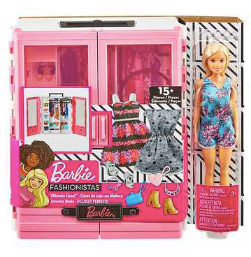 GBK12 芭比娃娃和粉色壁櫥娃娃和時尚套裝