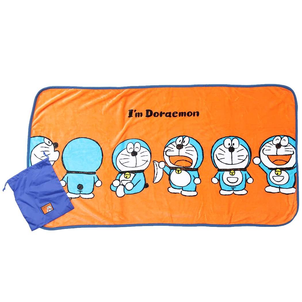 法蘭絨 I’m Doraemon 橙色毛毯 150x80cm 連收納袋